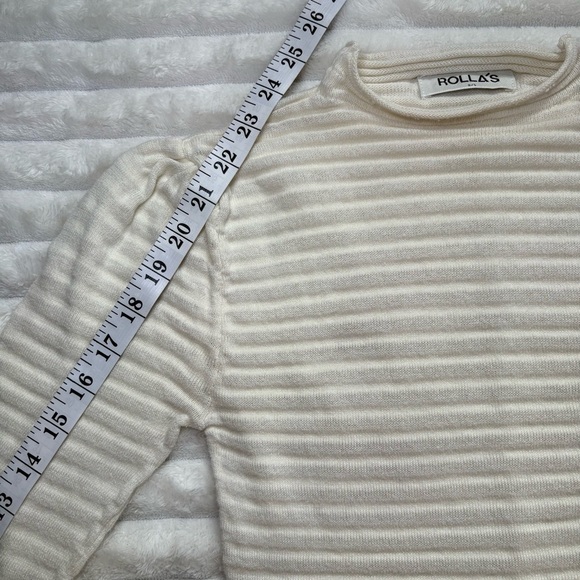 ROLLA'S Cream Ribbed Long Sleeve Top Size Small - Picture 8 of 8